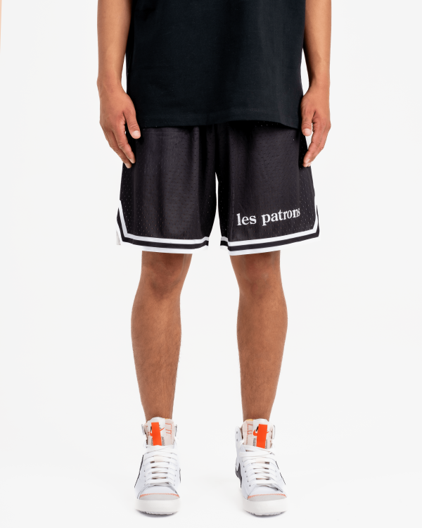 Les patrons luxury streetwear black double mesh basketball shorts