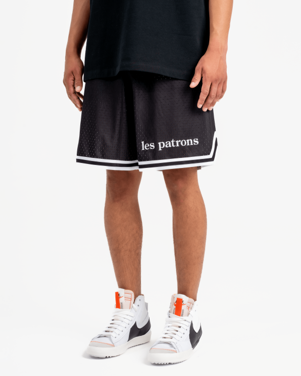 Les patrons luxury streetwear black double mesh basketball shorts