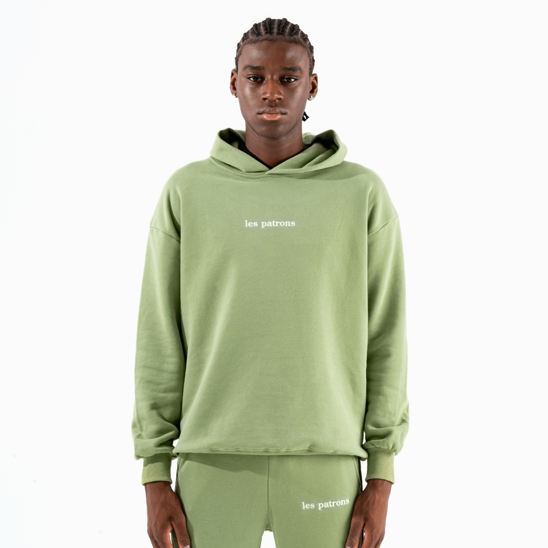 Les patrons luxury streetwear green sweatsuit hoodie