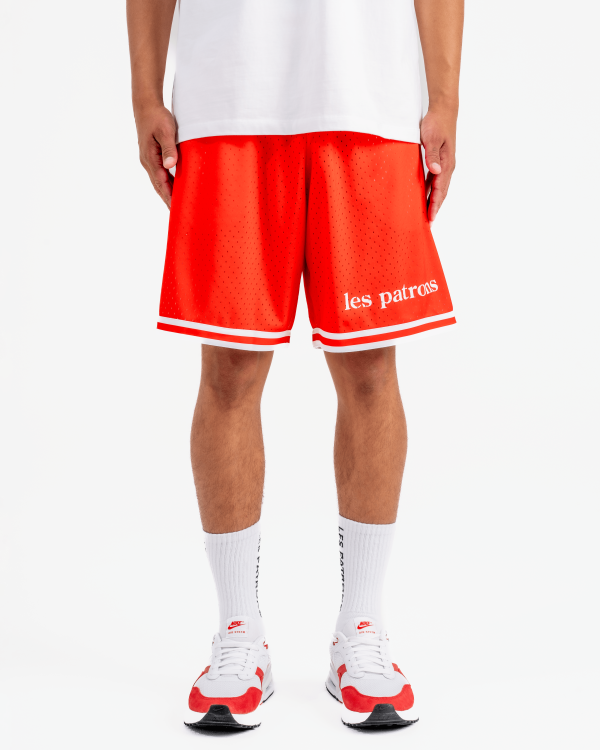 Les patrons luxury streetwear red double mesh basketball shorts