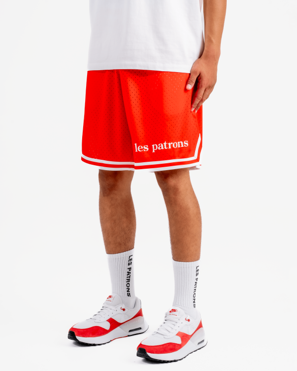 Les patrons luxury streetwear red double mesh basketball shorts