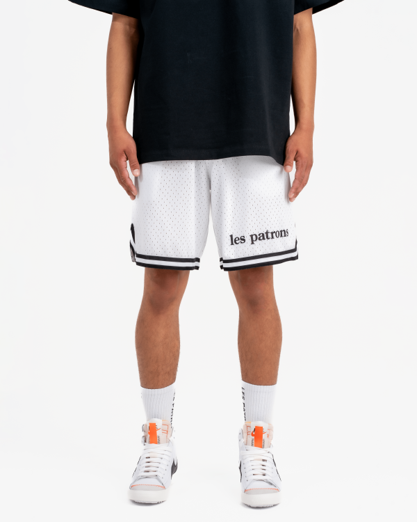 Les patrons luxury streetwear white double mesh basketball shorts