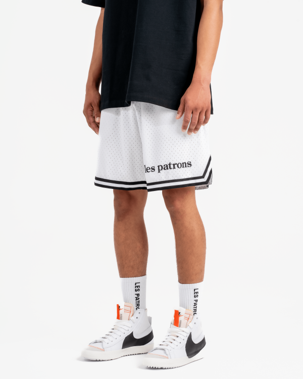 Les patrons luxury streetwear white double mesh basketball shorts