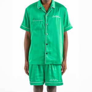 les patrons luxury streetwear green resort set shorts