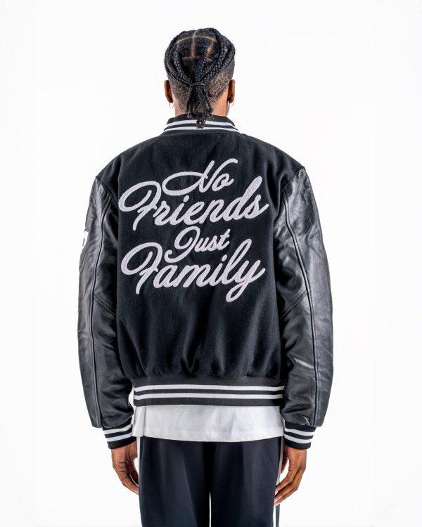 les patrons no friends just family varsity jacket